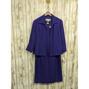 Jessica Howard 2 Piece Blazer Dress Set Sheath Purple Jacket Deadstock Size 6